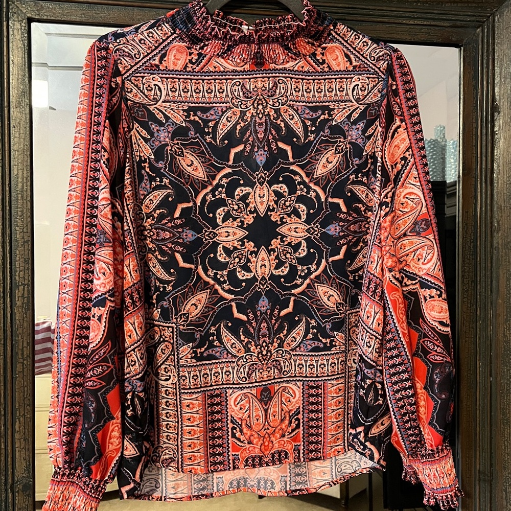 Orange & Blue Blouse by Fabrik - Like New